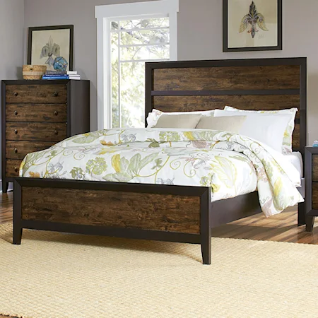 Casual Rustic King Panel Bed
